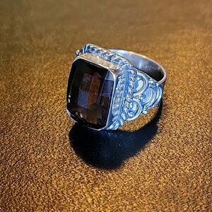 ARTISAN FACETED SMOKEY QUARTZ RING Sterling Silver